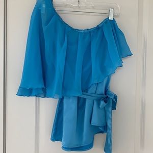 XOXO ONE-SHOULDERED WITH ELASTICIZED WAIST & TIE